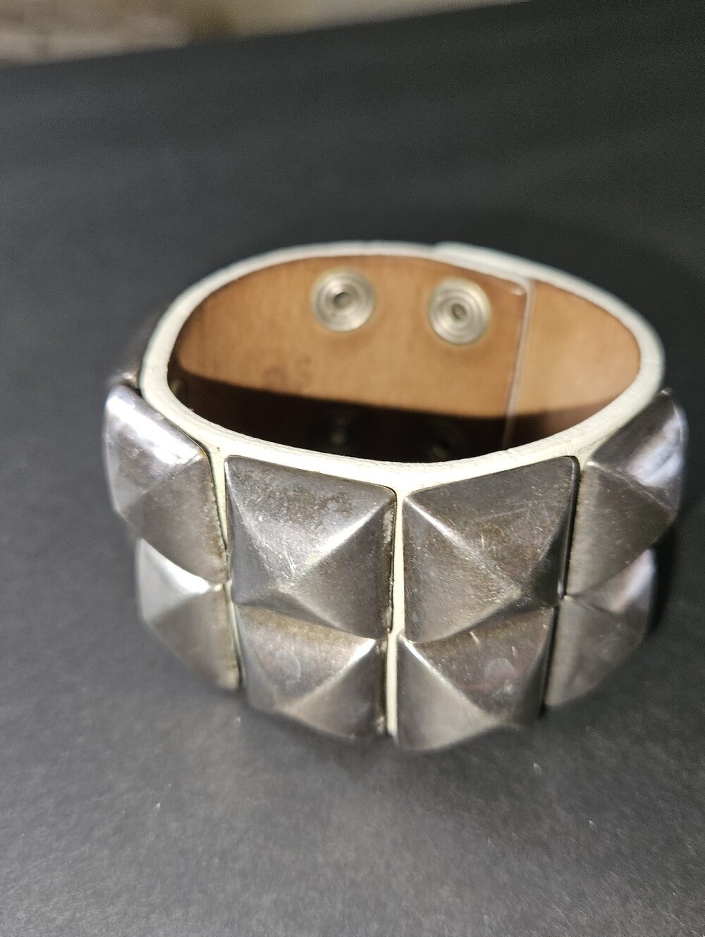 Streets Ahead White Studded Cuff Bracelet - Picture 4 of 8